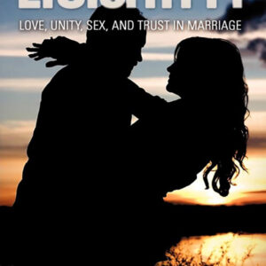 Silhouetted couple embracing at sunset, promoting love and trust in marriage.